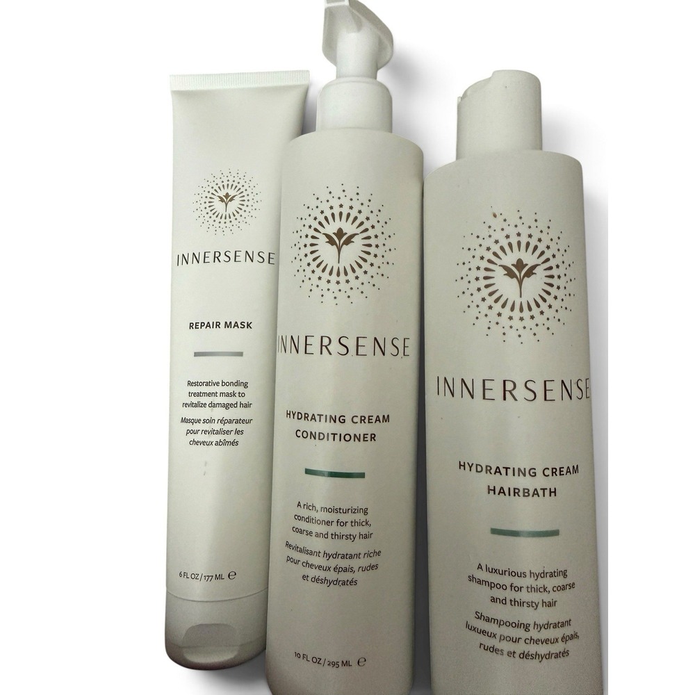 3 PACK Innersense Hydrating Hairbath Shampoo, Conditioner 10 oz + Repair Mask
